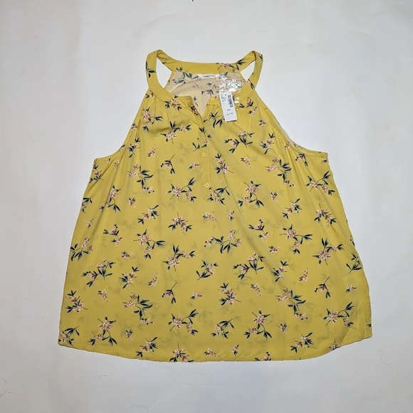 NWT Reitmans Yellow Floral Button Front Halter Blouse Woman's XXL - Picture 4 of 9